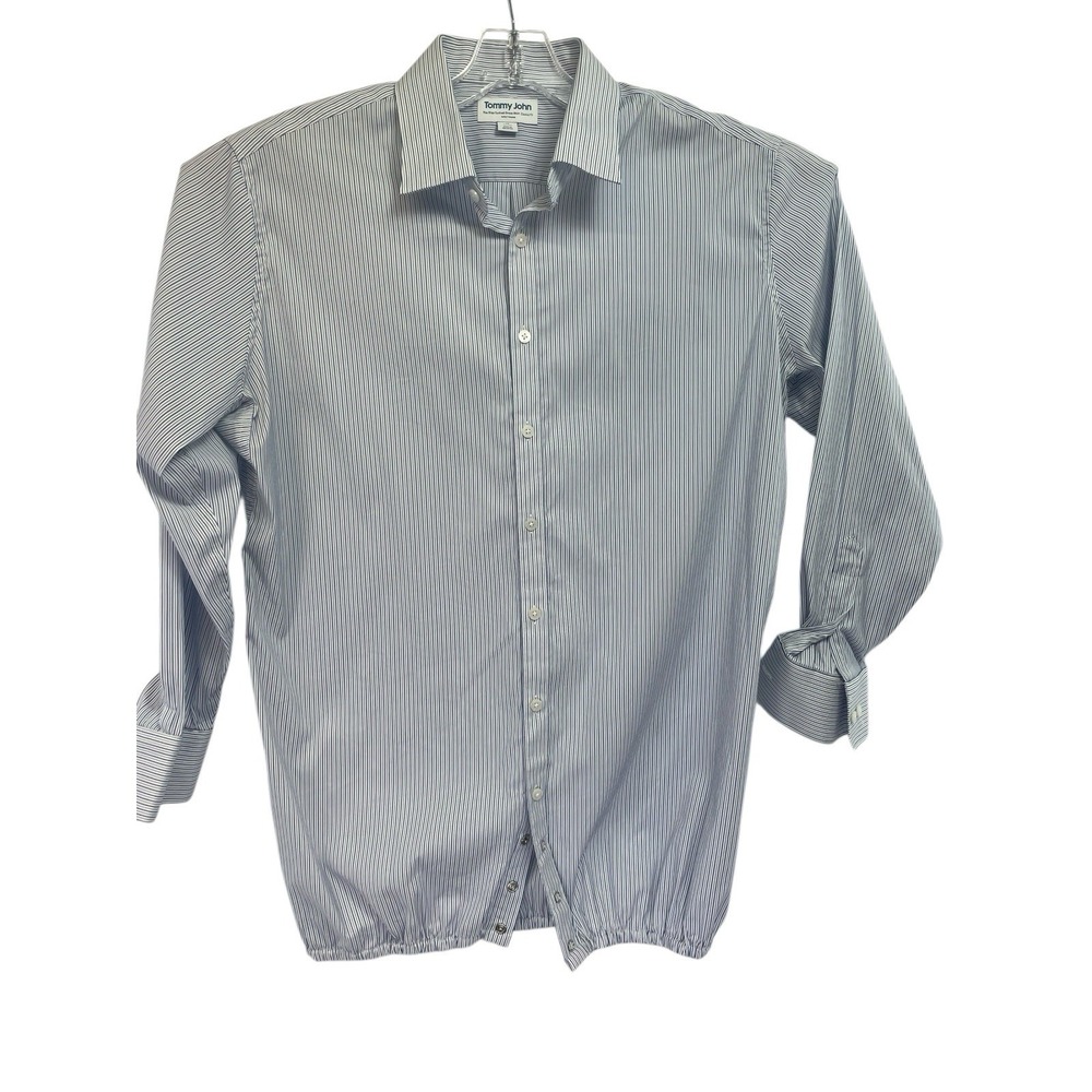 Tommy John Stay Tucked Sz 17-32/33 ClassicFit White Blue Stripe Button Shirt (X9